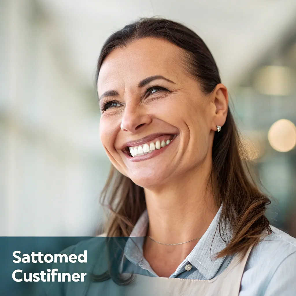 Satisfied customer smiling